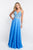 Blush - 11537 Crystal Adorned Flowing Chiffon Gown In Blue