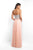 Blush - 11538 Crystal Festooned Bodice High Slit Gown In Orange
