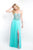 Blush - 11538 Crystal Festooned Bodice High Slit Gown In Green