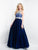 Blush - 11539 Crystal Embellished Halter Evening Gown In Blue