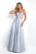 Blush - 11541 Adorned Illusion Halter Silky Crepe Gown In Gray