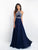 Blush - 11542 Lace Crystal Embellished Halter Gown In Blue and Silver