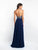 Blush - 11542 Lace Crystal Embellished Halter Gown In Blue and Silver