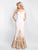 Blush - 11547 Fitted Off Shoulder Appliqued Gown In White and Gold