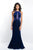Blush - 11548 Illusion Panel Sleeveless Sheath Gown In Blue