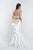 Blush - 11550 Illusion Bateau Metallic Link Ruffle Paneled Gown In White and Gold
