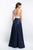 Blush - 11552 Crystal Ornate V-Neck Bodice A-Line Gown In Blue and Neutral