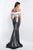 Blush - 11558 Two-Piece Ornate Ruffled Off-Shoulder Gown In White and Silver
