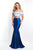 Blush - 11558 Two-Piece Ornate Ruffled Off-Shoulder Gown In White and Blue