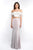 Blush - 11558 Two-Piece Ornate Ruffled Off-Shoulder Gown In White and Gold