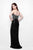 Primavera Couture - 1155 Strapless Scroll Motif Sheath Gown in Black
