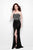 Primavera Couture - 1155 Strapless Scroll Motif Sheath Gown in Black