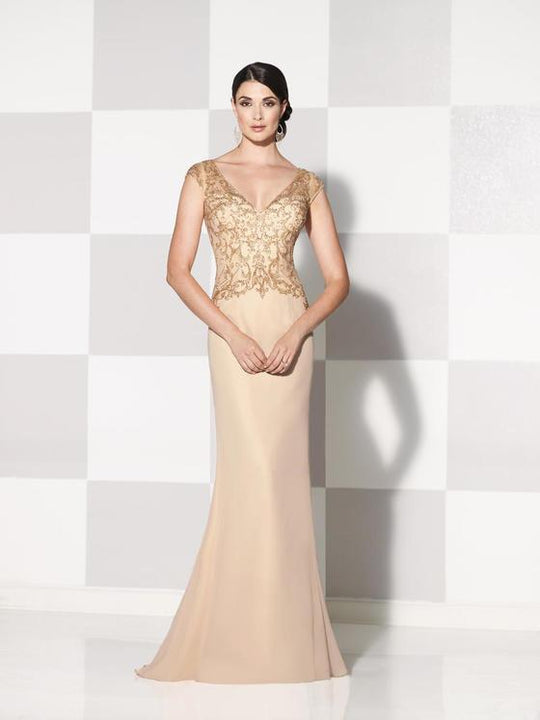 CAMERON BLAKE BY MON CHERI - 115600  DRESS IN DARK CHAMPAGNE