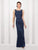 Cameron Blake by Mon Cheri - Bateau Neckline Long Evening Gown 115604 in Blue