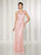 Cameron Blake - 115604 Bateau Illusion Long Evening Gown in Pink