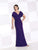 Cameron Blake - V Neck Ruched Long Dress with Shawl 115606Win Purple