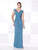 Cameron Blake - Ruched V Neck Lace Long Dress 115608