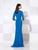 Cameron Blake - V Neck Quarter Length Sleeves Ruched Long Dress 115611