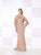 Cameron Blake - Applique Illusion Gown in Brown