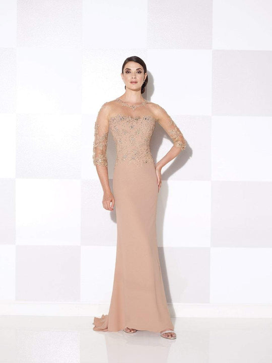 Cameron Blake by Mon Cheri - 115614 Illusion Sheath Gown in Neutral
