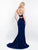 Blush - 11563 Fitted Crystal Embellished Gown In Blue