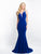 Blush - 11564 Strappy Fitted Plunging Evening Gown In Blue