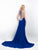 Blush - 11564 Strappy Fitted Plunging Evening Gown In Blue
