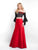 Blush - 11567 Off Shoulder Floral Two Piece Gown In Black and Red