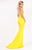 Ashley Lauren - 1157 Turquoise Beaded Jersey Evening Dress in Yellow