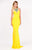 Ashley Lauren - 1157 Turquoise Beaded Jersey Evening Dress in Yellow