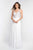 Blush - 11573 Sleeveless V-Neck Crystal Paisley Gown In White and Pink