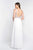 Blush - 11573 Sleeveless V-Neck Crystal Paisley Gown In White and Pink
