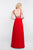 Blush - 11573 Sleeveless V-Neck Crystal Paisley Gown In Red