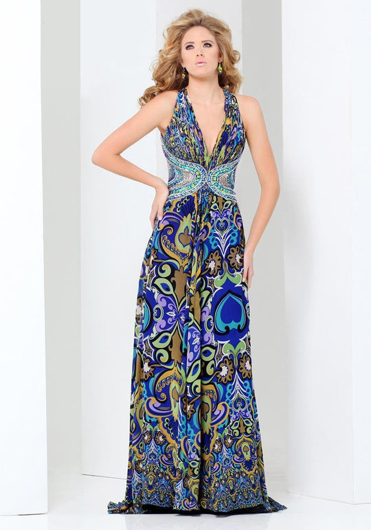 Paris Prom by Mon Cheri - 115750 Long Dress In Blue and Multicolor