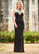 Ashley Lauren - 1157 Turquoise Beaded Jersey Evening Dress in Black