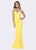 Ashley Lauren - 1157 Turquoise Beaded Jersey Evening Dress in Yellow