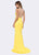 Ashley Lauren - 1157 Turquoise Beaded Jersey Evening Dress in Yellow