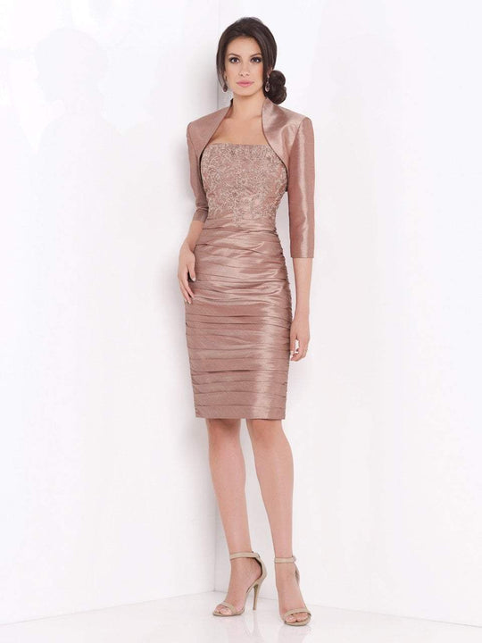 Mon Cheri - Two-Piece Embellished Shantung Dress in Pink