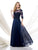 Montage by Mon Cheri - Long Chiffon Dress with Beaded Lace 115968 in Blue