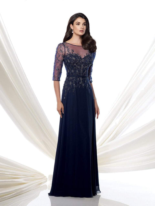 Montage by Mon Cheri - Beaded Sweetheart Gown in Blue