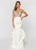 Ashley Lauren - 1160 Beaded V-neck Ruffled Column Dress in White