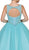 Dancing Queen - 1161 V-Neck Beaded Lace Quinceanera Ball Gown In Blue