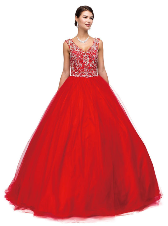 Dancing Queen - 1165 Embellished V-Neck Quinceanera Ball Gown