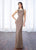 Cameron Blake by Mon Cheri Beaded Neckline Sheath Gown 116659 - 2 pcs Navy in Size in Size 4, 10 and 1 pc Taupe in Size 8 Available