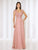 Cameron Blake Ruched Cap Sleeve Ornate Chiffon Gown 116664 In Rose QuartzCameron Blake Ruched Cap Sleeve Ornate Chiffon Gown 116664 In Rose Quartz