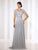 Cameron Blake - Chiffon A-Line Gown in Silver