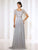 Cameron Blake by Mon Cheri - Short Sleeved Embellished Top Chiffon Gown 116666 - 2 Pcs Navy in Size 12 and 1 Pc Silver in Size 16 Available