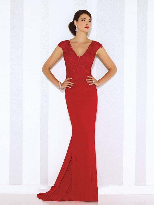 Cameron Blake by Mon Cheri - Cap Sleeves Jersey Evening Gown 116667
