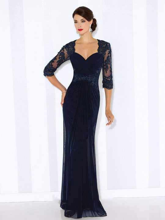 Cameron Blake - Illusion Queen Anne Gown in Blue