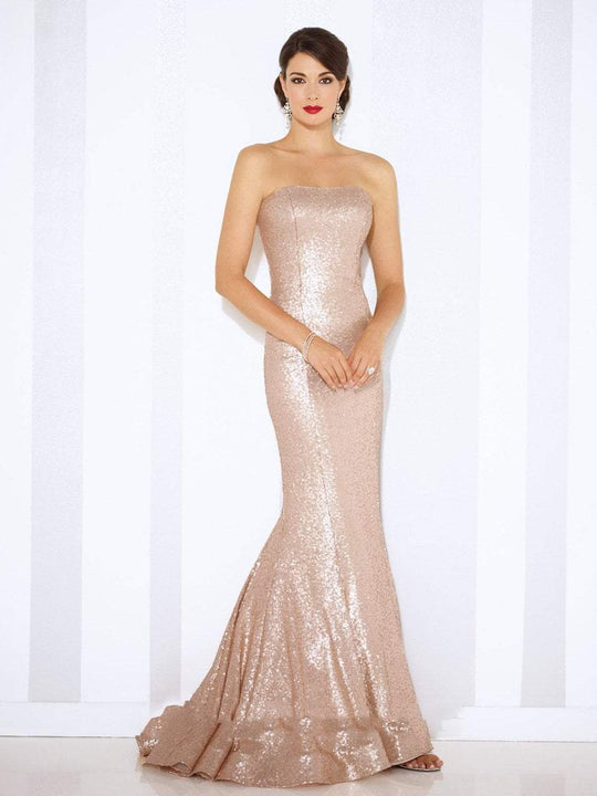 Cameron Blake - Sequined Trumpet Gown in Neutral